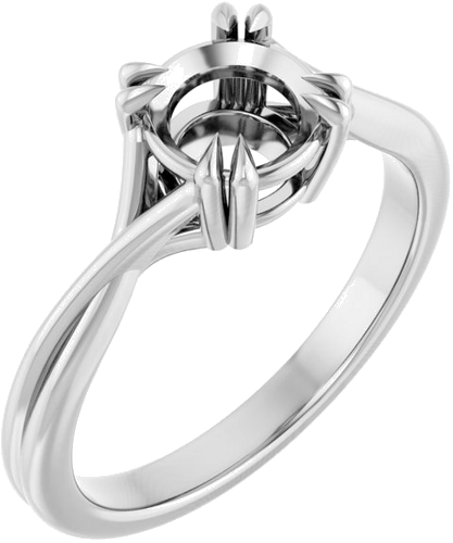 14K White 6.5 mm Round Solitaire Engagement Ring Mounting (1)