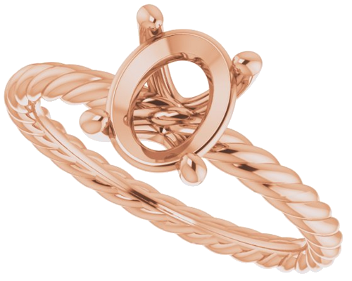 Sužadėtuvių Žiedas „Solitaire Rope“ 14k rose gold Oval 8mm x 6mm (5)