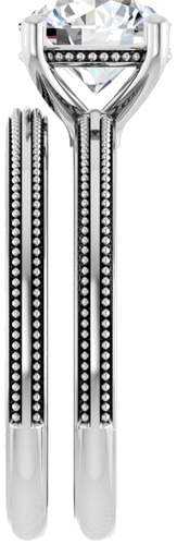 Sužadėtuvių Žiedas „Solitaire Milgrain“ 14k white gold Round 7.4mm (9)