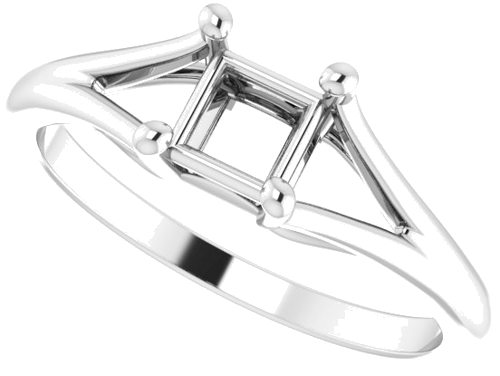 Sužadėtuvių Žiedas „Split Shank“ 585 Baltojo Aukso Square 4.5mm (5)