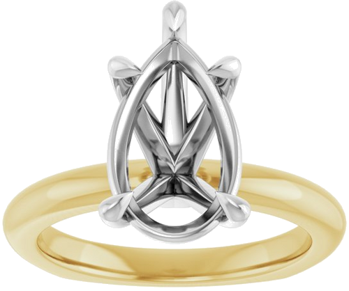 Sužadėtuvių Žiedas „Claw-Prong Euro Shank“ 14k yellow/white gold Pear 13mm x 8mm (3)