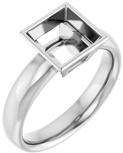 Sužadėtuvių Žiedas „Bezel-Set Solitaire“ 585 Baltojo Aukso Square 7mm (1)