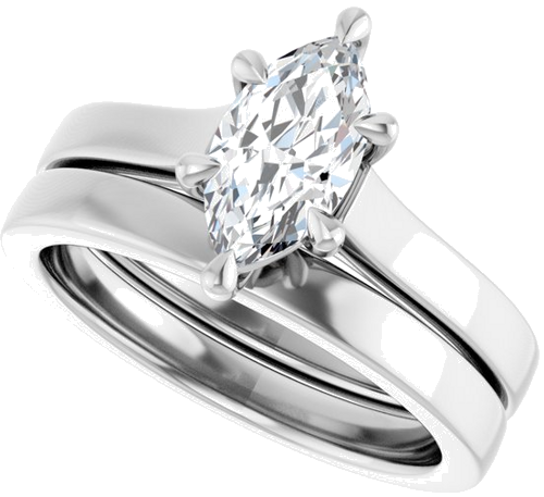 Sužadėtuvių Žiedas „Claw-Prong“ 14k white gold Marquise 9.5mm x 5mm (10)
