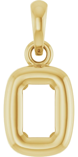 Pakabukas „Back-Set Solitaire Charm“ 14k yellow gold Emerald 5mm x 3mm (1)