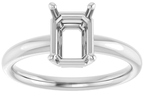 14K White 8x6 mm Emerald Engagement Ring Mounting (3)