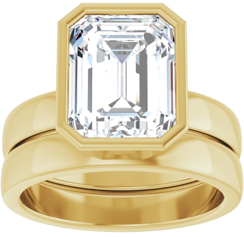 Sužadėtuvių Žiedas „Bezel-Set Solitaire“ 14k yellow gold Emerald 10mm x 8mm (8)