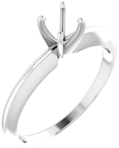 14K White 4.2-4.9 mm Round 4-Prong Comfort-fit Solitaire Ring Mounting (1)