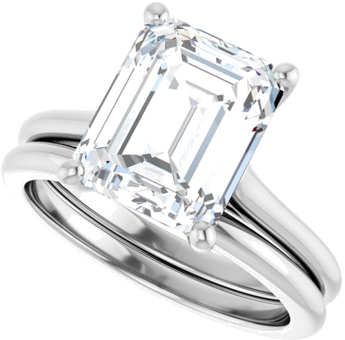 Sužadėtuvių Žiedas „Accented“ 950 Platinos Emerald 10mm x 8mm (10)