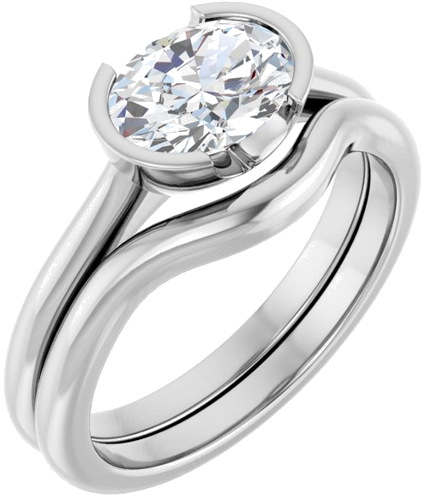 14K White 8x6 mm Oval Solitaire Engagement Ring Mounting (5)