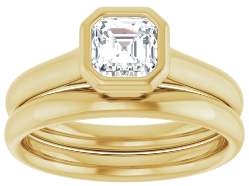 Sužadėtuvių Žiedas „Bezel-Set Solitaire“ 14k yellow gold Asscher 5mm (8)