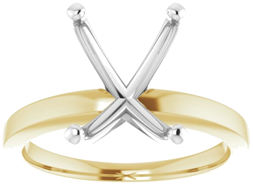 14K Yellow White 10x8 mm Emerald Solitaire Engagement Ring Mounting (3)