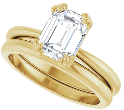 Sužadėtuvių Žiedas „Solitaire“ 14k yellow gold Emerald 8mm x 6mm (10)