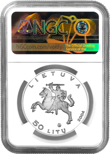 2004 Kuršių Nerija (UNESCO pasaulio paveldas) 50 Litų sidabrinė moneta PF 69 ULTRA CAMEO (2)