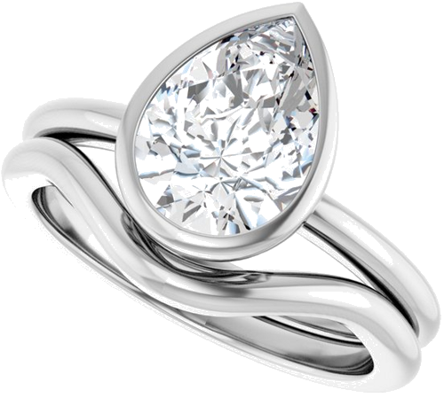 Sužadėtuvių Žiedas „Bezel-Set“ 14k white gold Pear 10mm x 7mm (10)