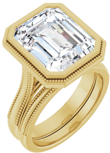 Sužadėtuvių Žiedas „Bezel-Set Solitaire“ 14k yellow gold Emerald 12mm x 10mm (6)