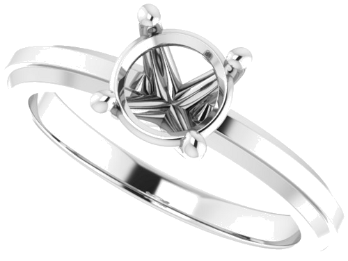 Continuum Sterling Silver 6.5 mm Round Solitaire Engagement Ring Mounting (5)
