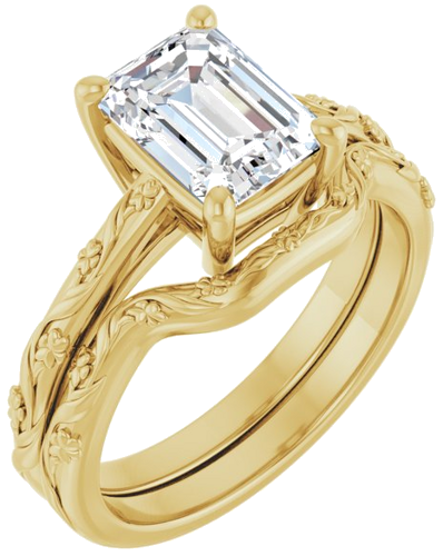 Sužadėtuvių Žiedas „Solitaire“ 14k yellow gold Emerald 8mm x 6mm (6)