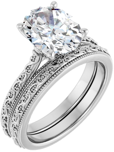Sužadėtuvių Žiedas „Solitaire Sculptural“ 14k white gold Oval 10mm x 8mm (6)