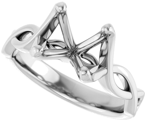 Sužadėtuvių Žiedas „Solitaire Rope“ 14k white gold Square 6.5mm (5)