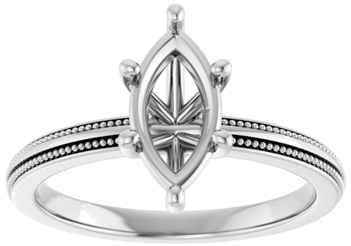 Sužadėtuvių Žiedas „Solitaire Milgrain“ 14k white gold Marquise 10mm x 5mm (3)