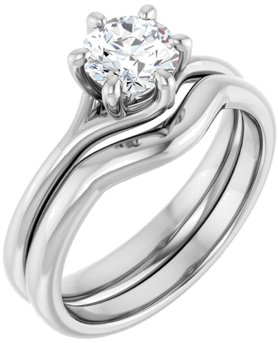 14K White 5.8 mm Round Engagement Ring Mounting (6)