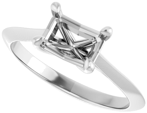 Sužadėtuvių Žiedas „Claw-Prong Solitaire“ 14k white gold Emerald 7mm x 5mm (5)