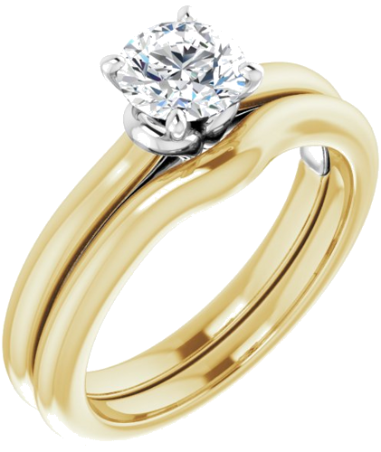 Sužadėtuvių Žiedas „Solitaire“ 585 Baltojo Ir Geltonojo Aukso Round 5.8mm (6)