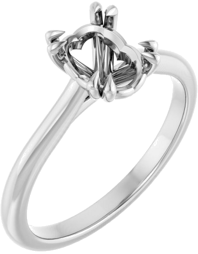 14K White 8x6 mm Oval Solitaire Engagement Ring Mounting (1)