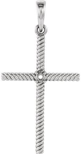 Pakabukas „Rope Cross“ 14k white gold Round 2mm (1)