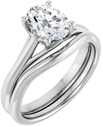 Sužadėtuvių Žiedas „Solitaire“ 585 Baltojo Aukso Oval 8mm x 6mm (6)