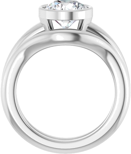 Sužadėtuvių Žiedas „Bezel-Set Solitaire“ 14k white gold Round 8.2mm (7)