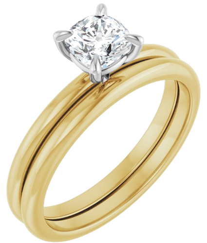 Sužadėtuvių Žiedas „Solitaire“ 14k yellow/white gold Cushion 5mm (6)