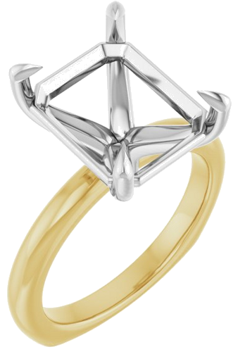 Sužadėtuvių Žiedas „Claw-Prong Euro Shank“ 14k yellow/white gold Emerald 12mm x 10mm (1)