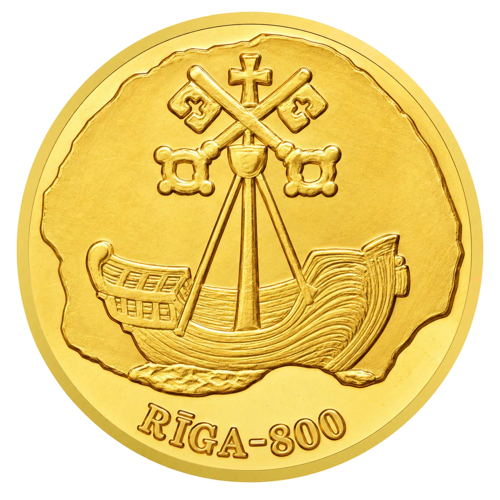 10 латов 800 лет Риге 1998 Латвия золотая монета (1)