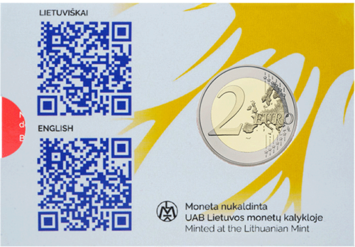 2023 Lietuva Kartu su Ukraina 2 eurų BU moneta kortelėje (2)