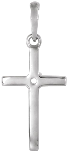 14K White 3 mm Round Cross Pendant Mounting (3)