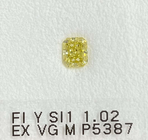 1.02 carat Fancy Intense Yellow-SI1 Natūralus Radiant Deimantas (1)