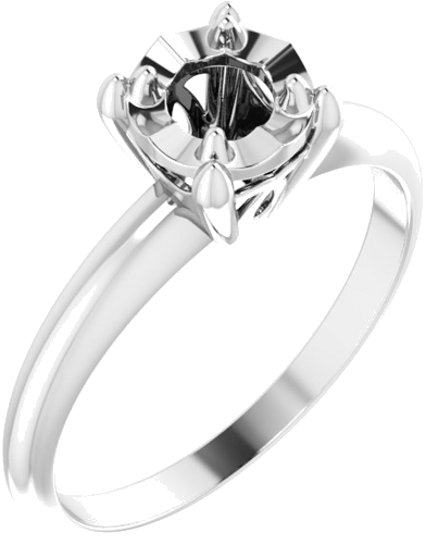 14K White 5.2 mm Round 4-Prong Illusion Solitaire Ring Mounting (1)