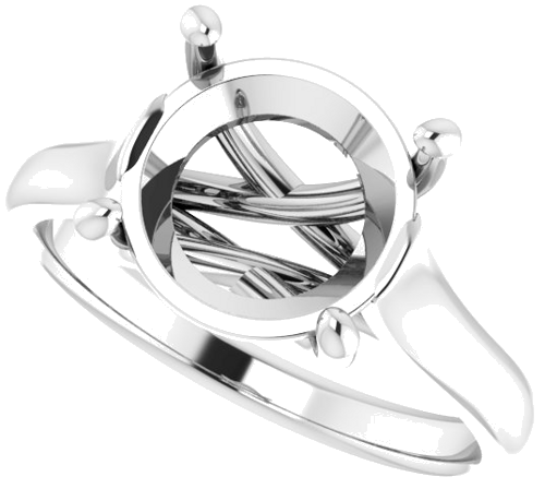 18K White 10 mm Round Solitaire Engagement Ring Mounting (5)