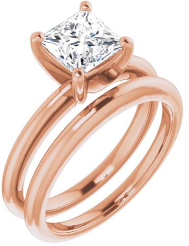 Sužadėtuvių Žiedas „Solitaire“ 585 Rožinis Aukso Square 6mm (6)