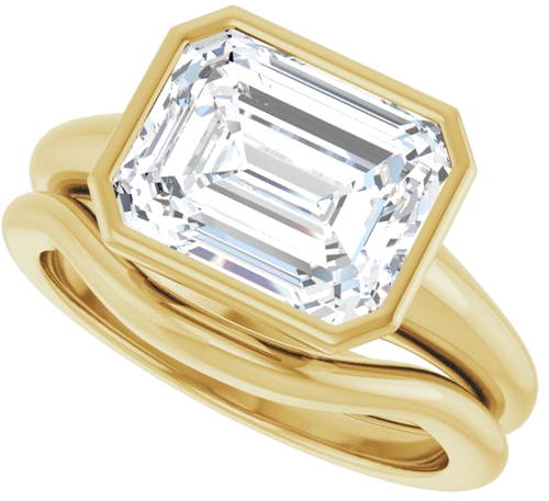 Sužadėtuvių Žiedas „Bezel-Set Solitaire“ 10k yellow gold Emerald 10mm x 8mm (10)