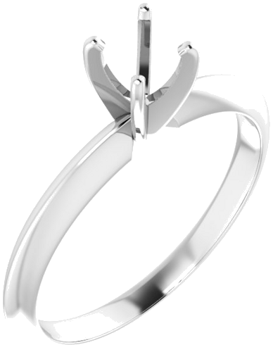 14K White 4.2-4.9 mm Round 4-Prong Light Solitaire Ring Mounting (1)