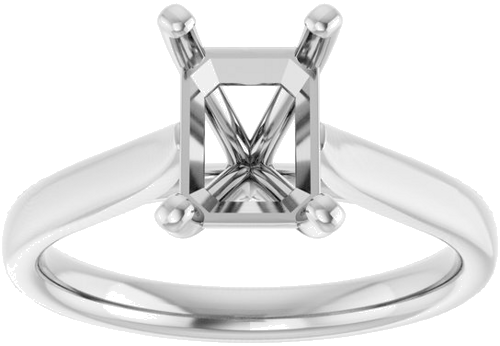 14K White 8x6 mm Emerald Engagement Ring Mounting (3)