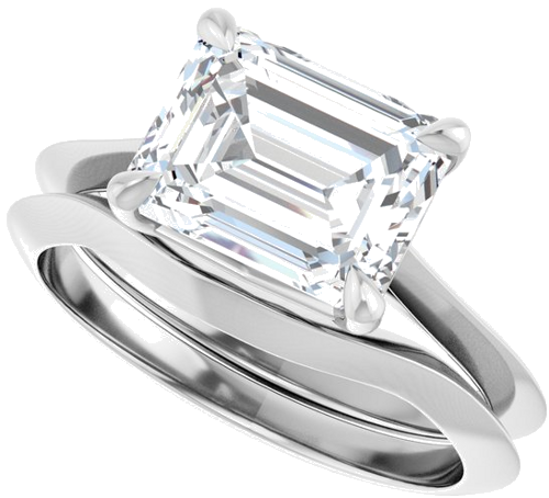 Platinum 9x7 mm Emerald Solitaire Engagement Ring Mounting (6)