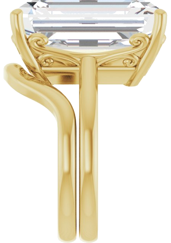Sužadėtuvių Žiedas „Solitaire Vintage-Inspired Scroll“ 14k yellow gold Emerald 18mm x 13mm (9)