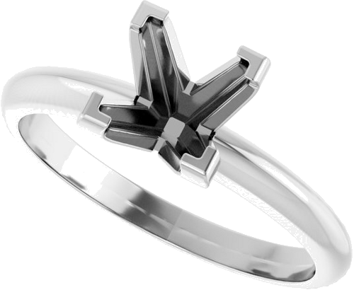 14K White 6 mm Square V-End 4-Prong Engagement Ring Mounting (5)