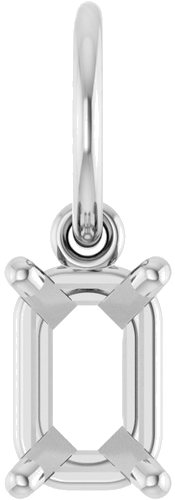 Pakabukas „Solitaire Charm“ 10k white gold Emerald 6mm x 4mm (1)