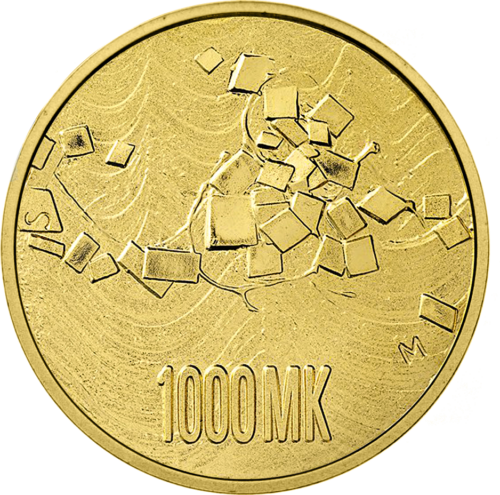 1000 Markių Nepriklausomybė 1992 Suomija Auksinė moneta (2)