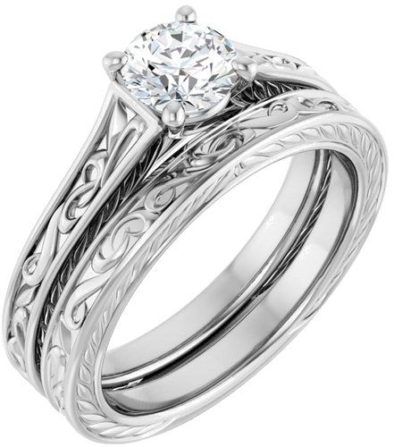 Sužadėtuvių Žiedas „Solitaire Scroll“ 14k white gold Round 5.5mm (6)