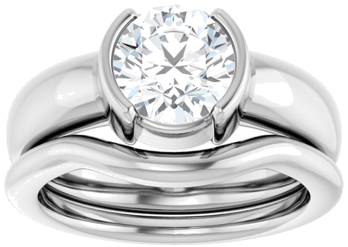 Sužadėtuvių Žiedas „Half-Bezel Solitaire“ 14k white gold Round 7.4mm (8)